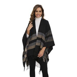 4937 Shawl Wraps For Women, Elegant Knitted Cape Open Front Poncho Scarf